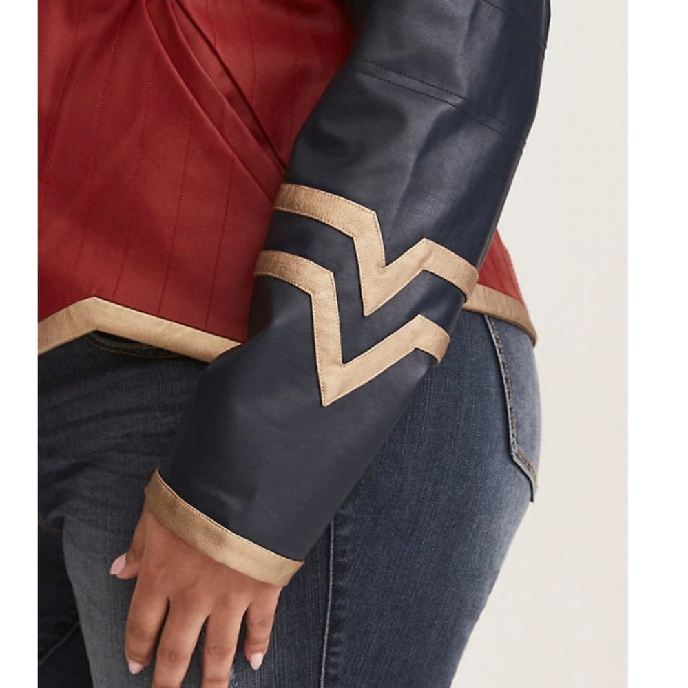 HER UNIVERSE WONDER WOMAN FAUX LEATHER MOTO JACKET